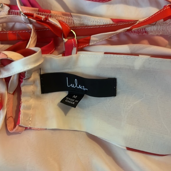 Lulus Pink & Red Floral Satin Midi Dress size Medium - Picture 3 of 12